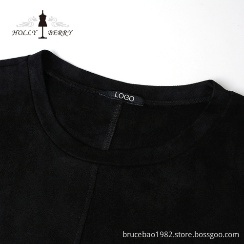 Hoodies Black Blank Women Casual Woven Cropped Sweatshirt